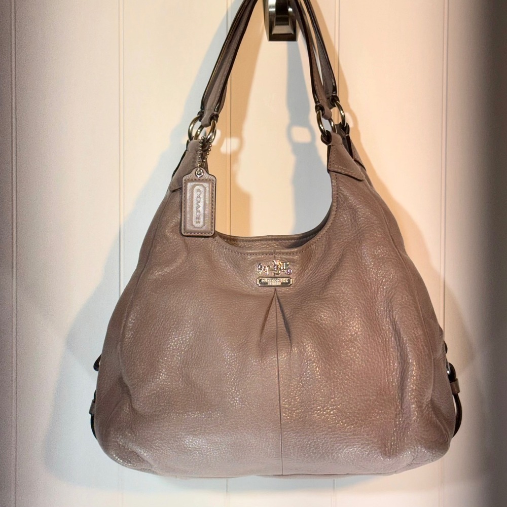 Coach Madison Phoebe Shoulder Bag Mauve Grey Leather Hobo 21225M